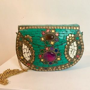 Handmade metal, stones and mosaic bag/Clutch bag